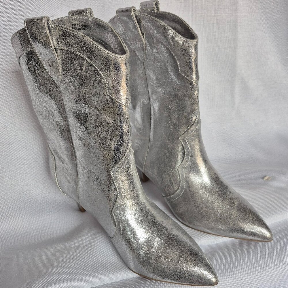 DV Dolce Vita Andres Silver Western Heeled mid calf Boots
